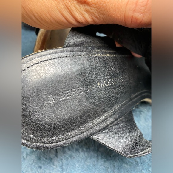 Women’s Sigerson Morrison Valina Black Leather Cork Wedge Sandal Size 10 EUC - Picture 2 of 11